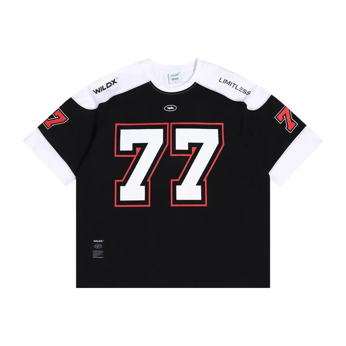 American Casual Sports T Shirt 77 Printed Ice Hockey Round Neck Short Sleeved Hip Hop Campus Sports T Shirt for Men and Women 250210