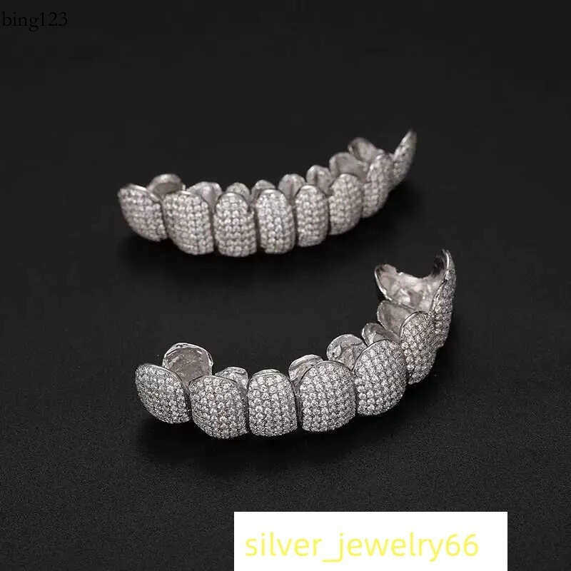 mouth grills Exclusive customization Moissanite Teeth Grillz iced out Hop Sier decorative braces Real Diamond Bling Tooth Grills For Men