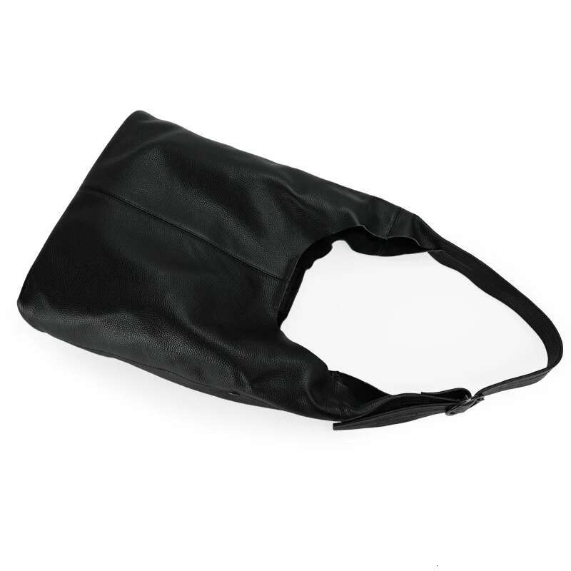 Women's large capacity shoulder with minimalist design, black high-quality cowhide soft bag