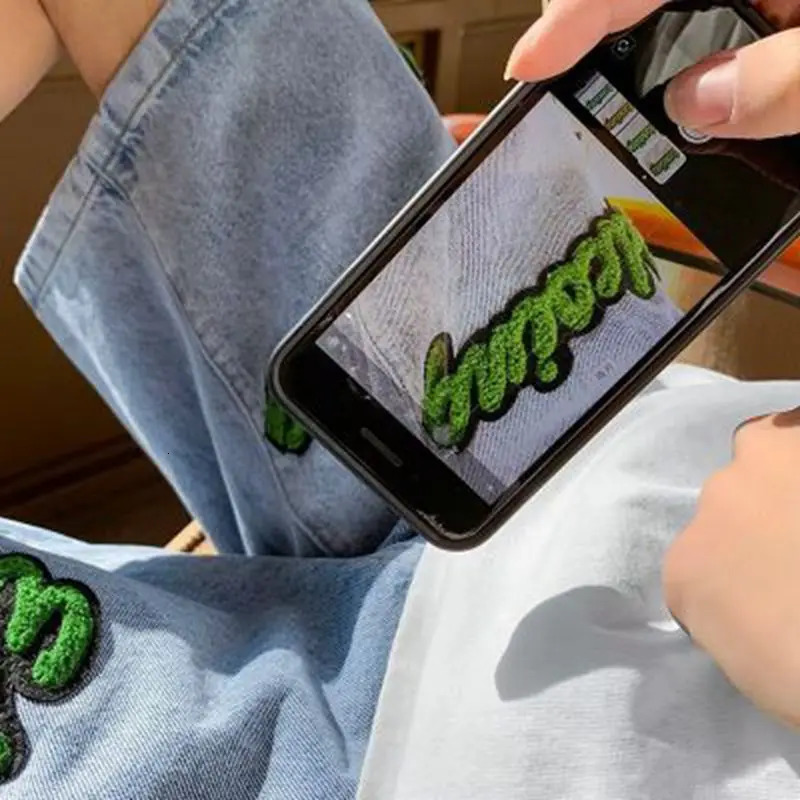 Mens Denim Shorts Embroidered Jeans Shorts Men Summer American Style High Street Water Wash Five-point Pants Y2K Clothes 250210