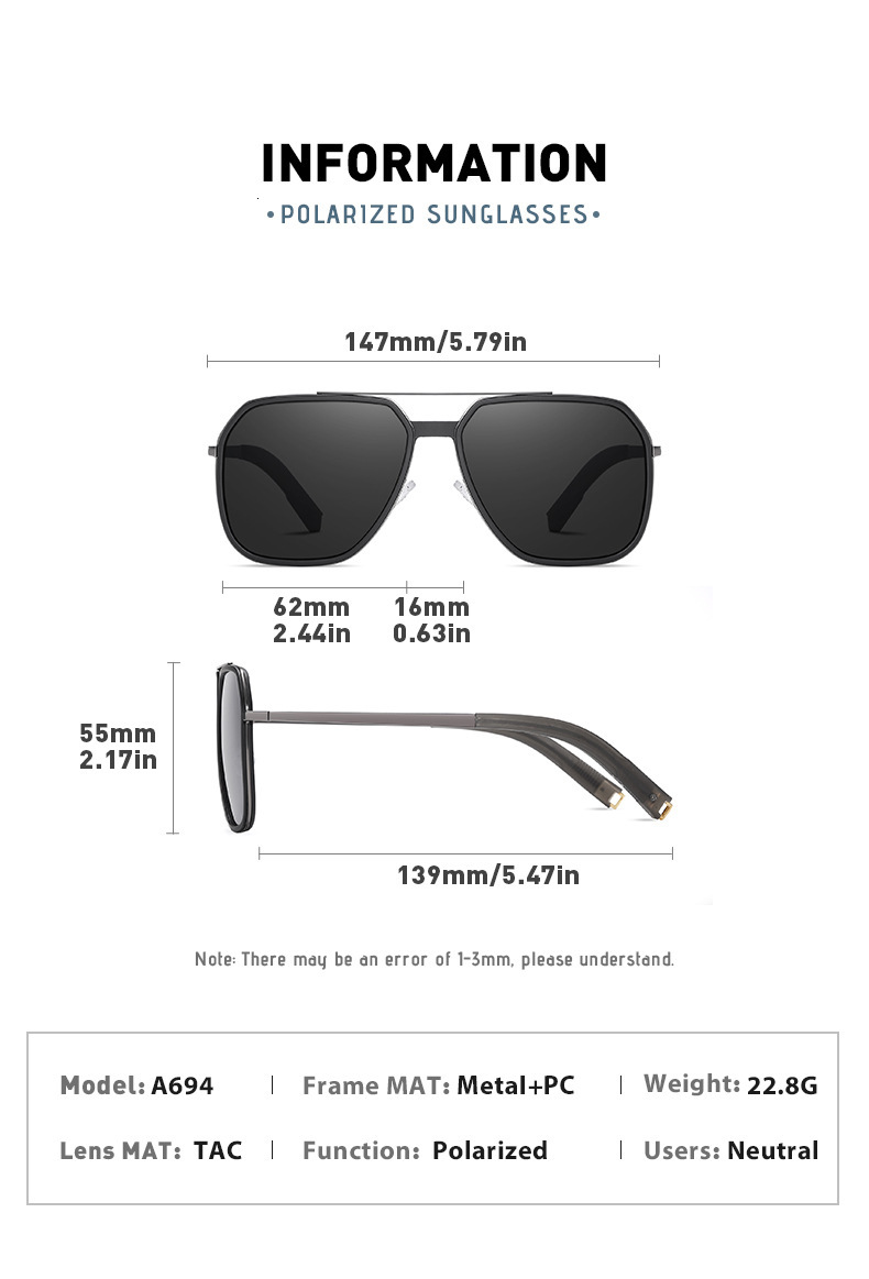 New Polarized Aluminum Magnesium with Large Frame for Men and Women, Color Changing Toad Glasses, Night Vision Driving designer Sunglasses