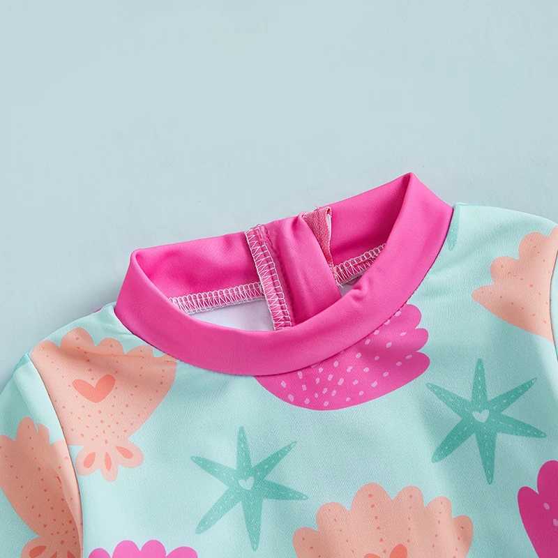 Citgeett Summer Kids Toddler Girls Swimsuit Bodysuit Long Sleeve Print Ruffles Bathing Suit Swimwear ClothesXJ250214