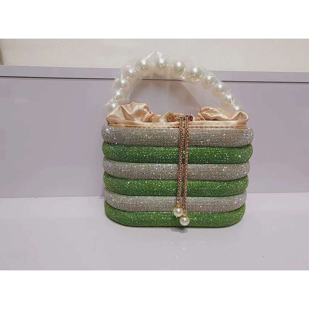 Designer Glitter Shiny Dias Evening Pearl Handle Women Handbag Wedding Party Clutch Purse Shoulder Crossbody Bag
