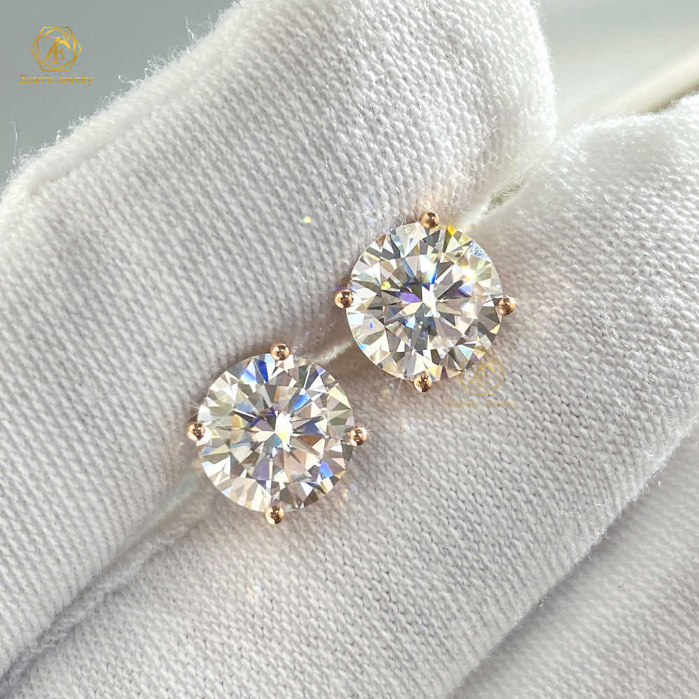 IGI Certified CVD 0.5ct 1ct 2ct Lab Diamond Earrings 10K Solid Rose Gold Screw Lock Diamond Solitaire Earrings Lab Grown
