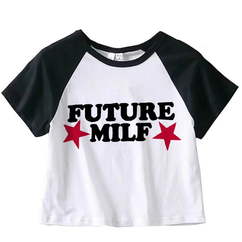 Designer's New Spicy Girl Letter Printed Crop Top Short Women's Street Style American Raglan Sleeve T-shirt