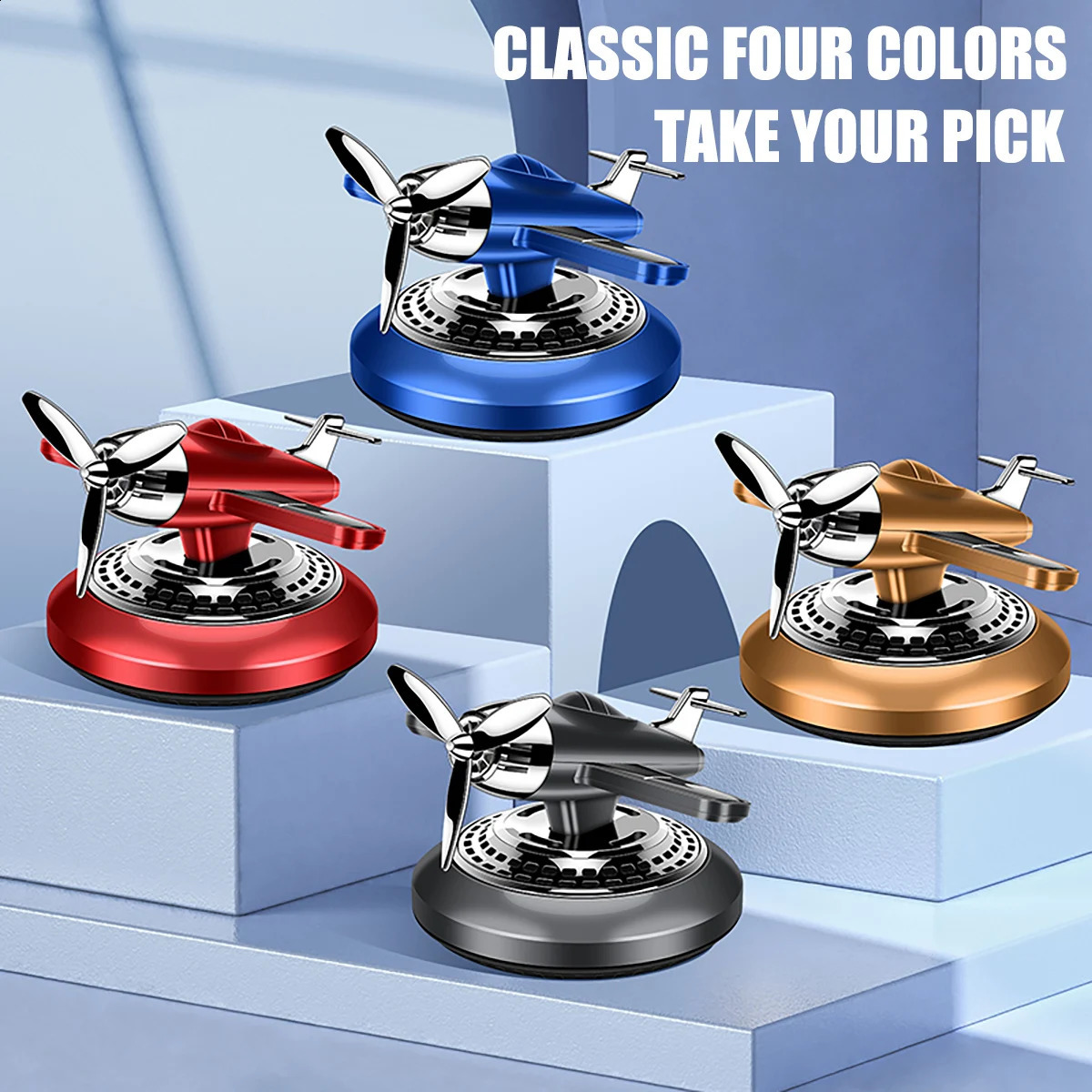 Solar Car Air Freshener Automatic Rotation Aroma Diffuser Propeller Airplane Styling Auto Interior Decoration Perfume 250214