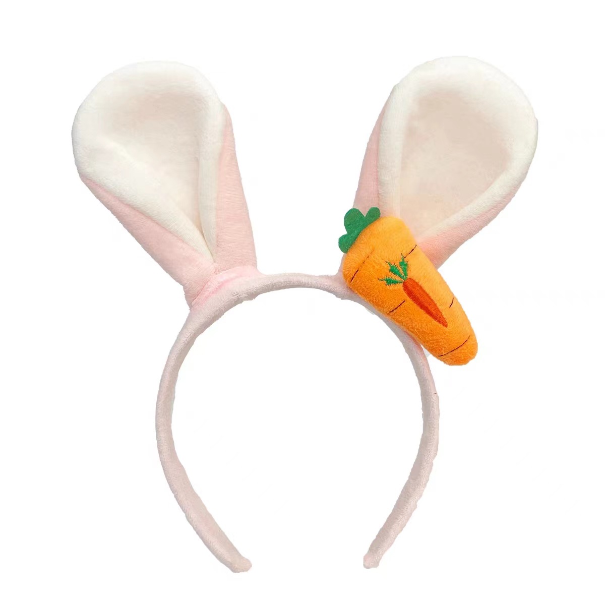Soft Plush Children's Hair Band with Bunny Ears and Carrot Print Cute Cartoon Hairpiece