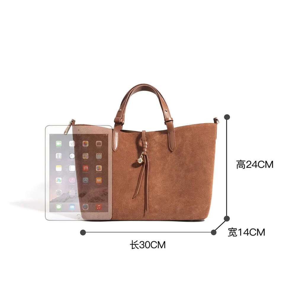 Autumn And Winter Designer Vintage New Fashion Suede Leather Women's Frosted Bucket Tote Bag Large Capacity Handbags