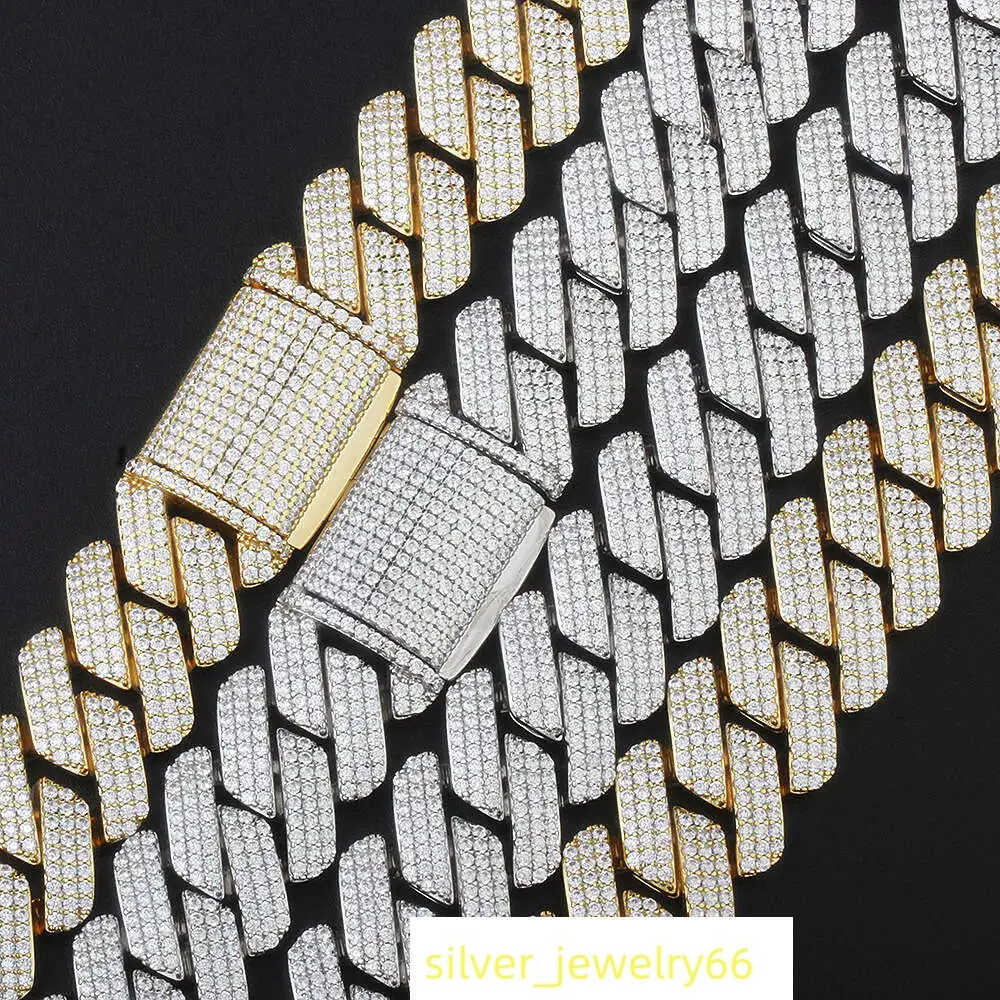 Designer Necklace Men Party Jewelry Two Row Stone Moissanite Iced Out Miami Sharp Hip Hop Cuban Chain Link 925 Sterling Silver