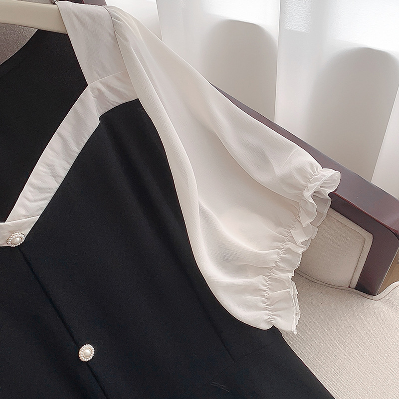 B3120 Casual style all-match plus size women's Korean style square neck dress