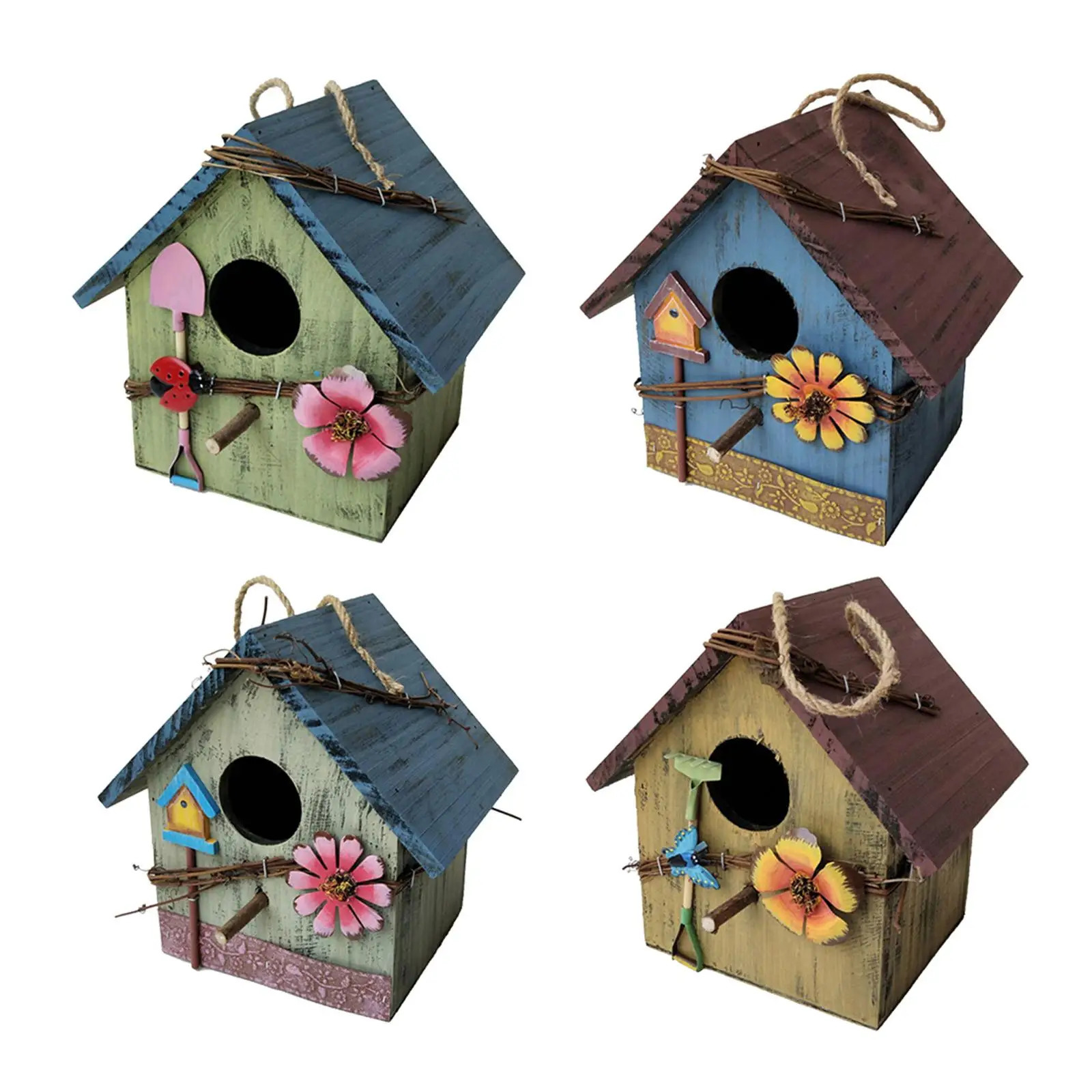 Hanging Bird House Outdoor Courtyard Decorative Birdhouses Yard Garden Decor 250206