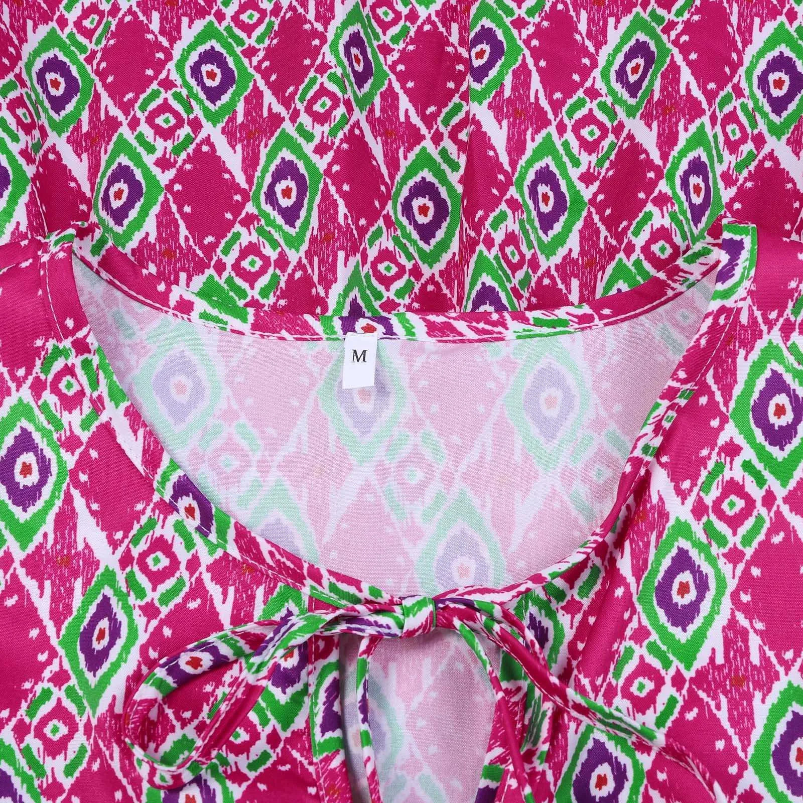 Womens Bohemian Maxi Dress Summer Floral Print Bell Sleeve Loose Flowy Dress Female Girls Holiday Long Dresses A Line Sundress 250213