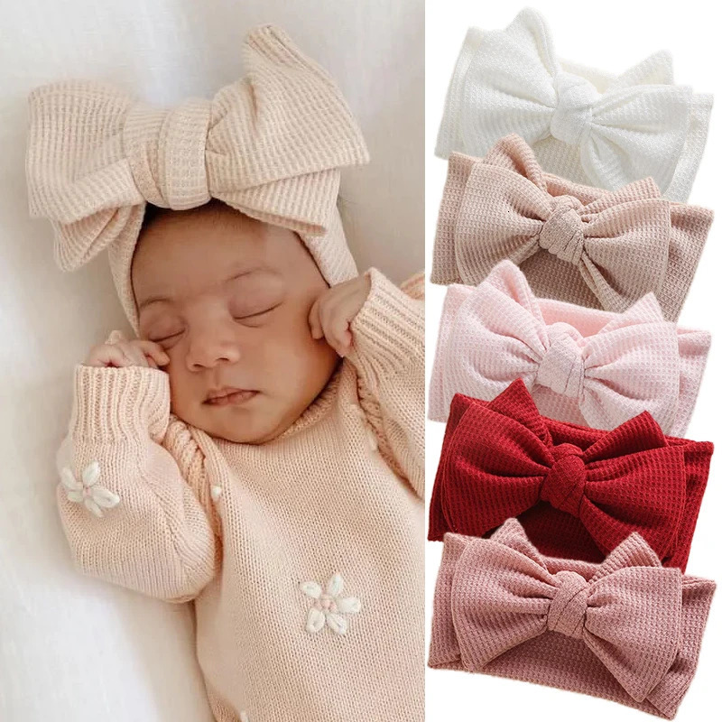 5Pcs Cute Bows Baby Headband Hair Accessories Soft Elastic Baby Girl Hair Bands For born Infant Turban Headwear Baby Items 250121