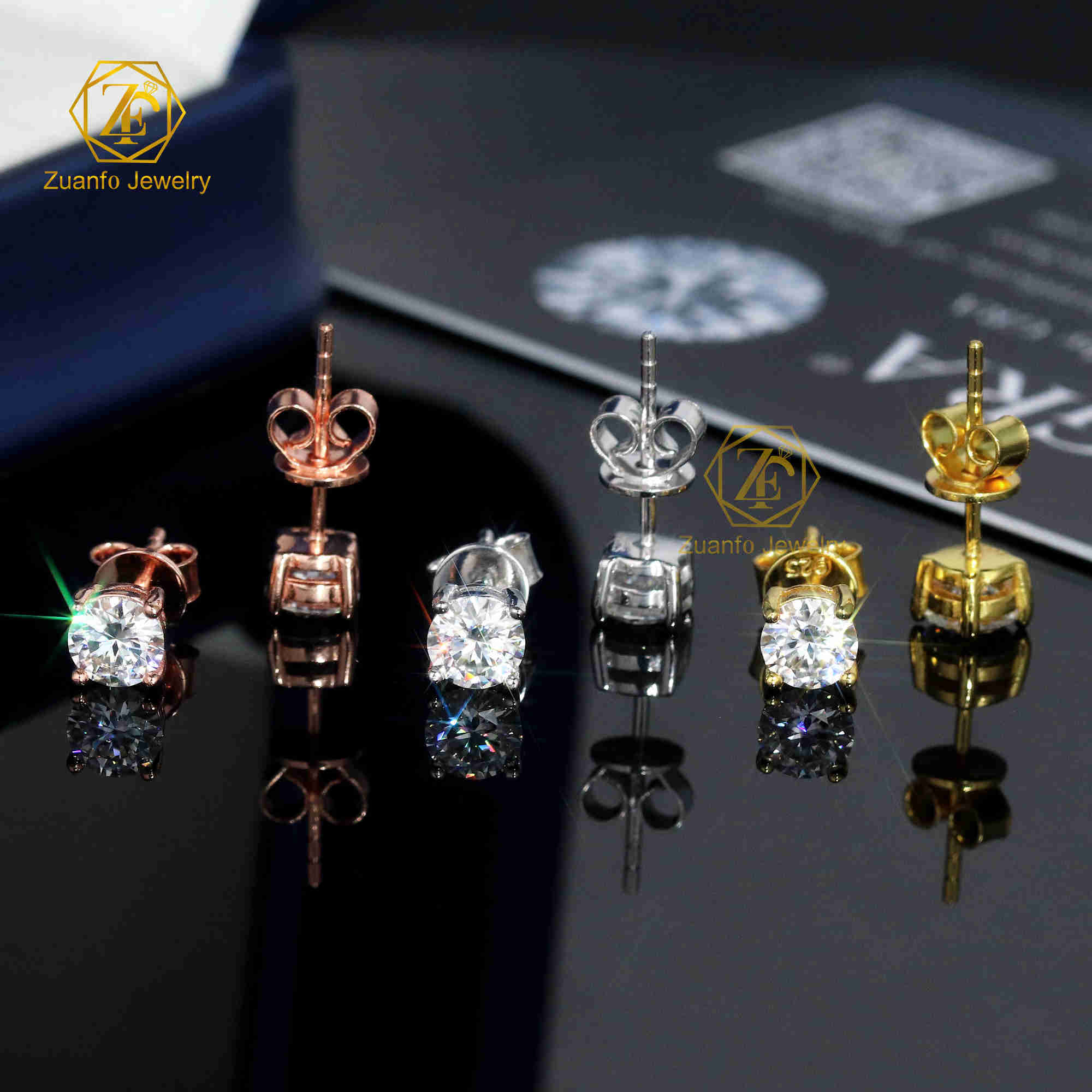 Hot Selling 925 Sterling Silver Earrings VVS Moissanite Diamond with Gold Plating Fashion Jewelry for Men Women Weddings Gifts