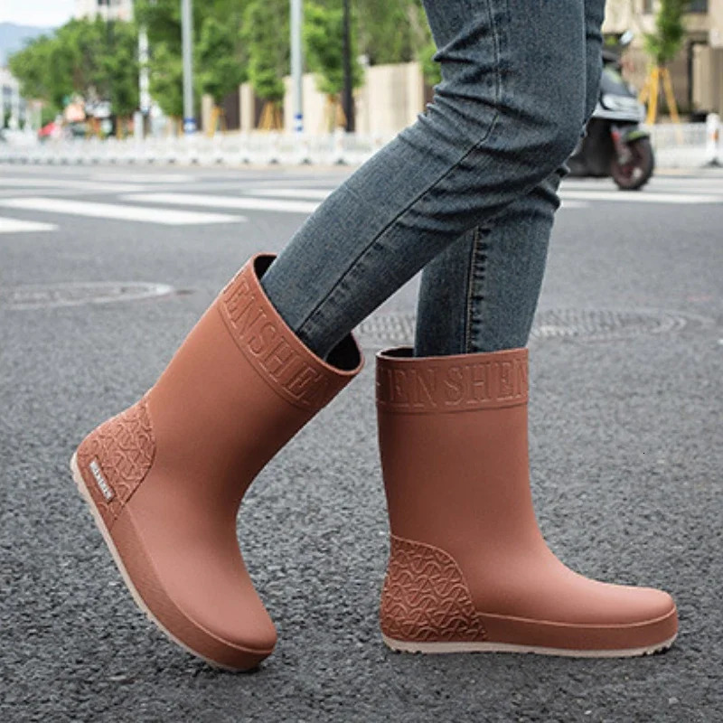 Womens waterproof boots rubber shoes for fishing work and safety small leg boots womens anti slip rain boots kitchen water boots 250213