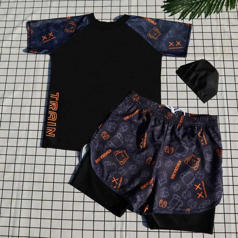 High-grade Polyester Swimming Trunks Set for Young Boy Adult Youth Swimsuit Swim Trunks Double Layer Swimwear for Young BoyXJ250214