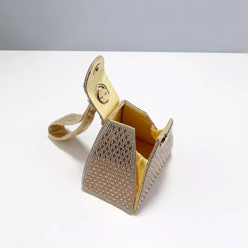 Rhinestones Womens Evening Bag High Quality Pyramid Shaped Fashionable Singularity Party Clutch Wallet Free Delivery 250211