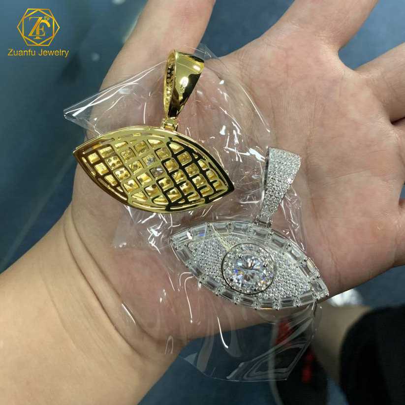 Wholesale Iced Out Gold-Plated VVS Moissanite Pendants - Evil Eye & Hamsa Hand Symbols in 925 Sterling Silver