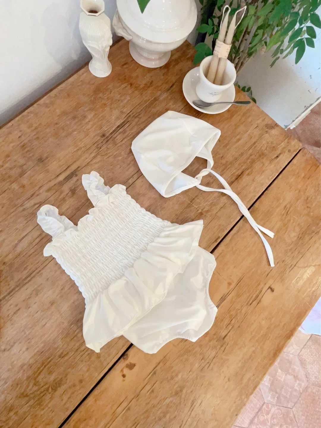 6797 Ins Korean Girl Baby Swimsuit Summer Solid Color Swimsuit Top+Short+Hat Fashion Girls Three-piece SwimsuitXJ250214