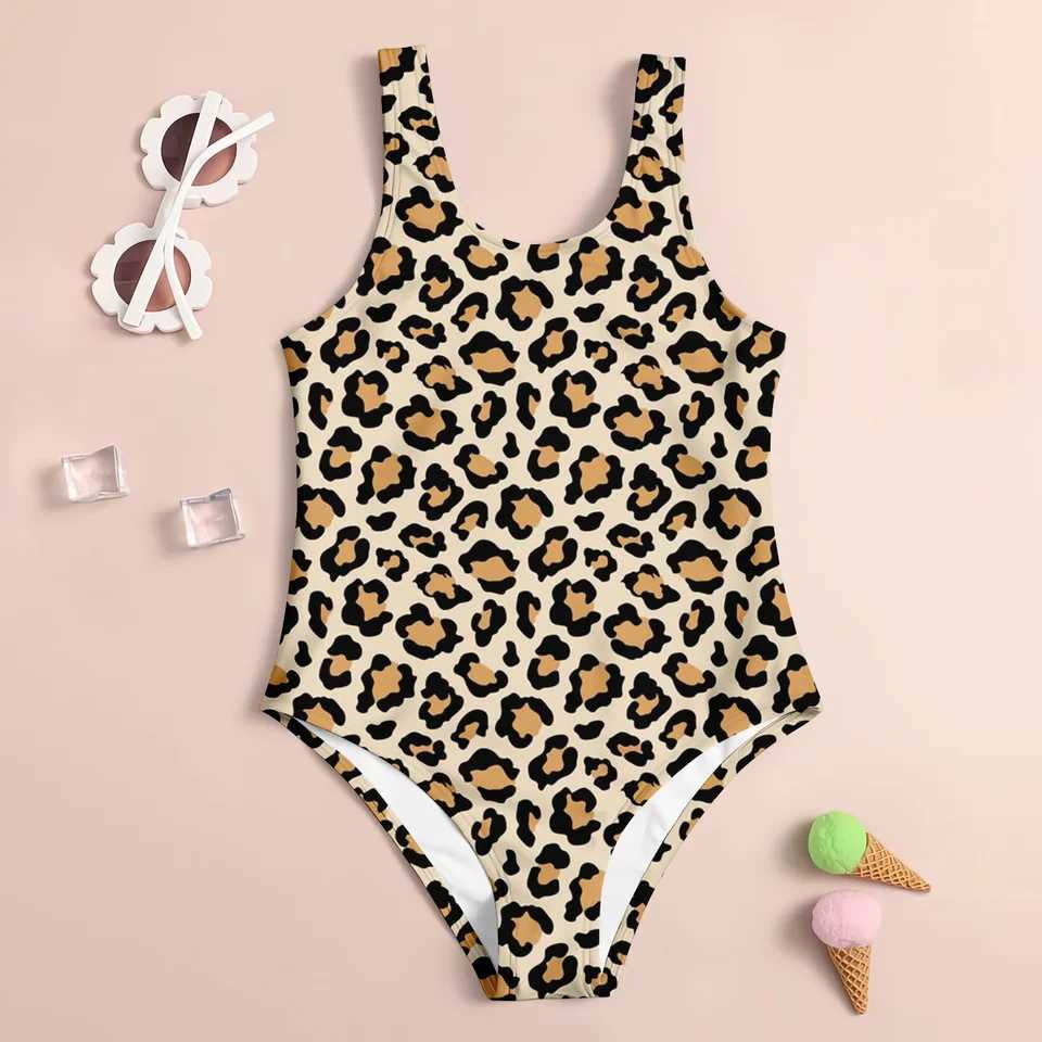 New Girl Summer One-Piece Swimsuit Fashion Cute Leopard Print Floral Fragment 3d Women Swimwear Sleeveless Swim ClothingXJ250214