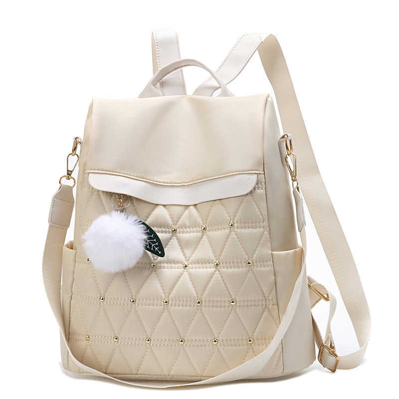 New Embroidered Diamond Grid Leisure Backpack Large Capacity Leisure Backpack Commuter Womens Bag