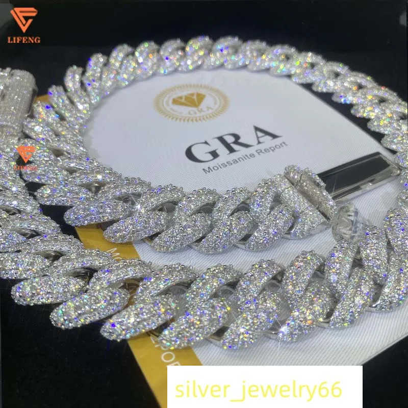 Fashion Jewelry Hip Hop Necklace For Pendant 925 Sterling Silver Iced Out VVS Moissanite Diamond Cuban Link Chain Men