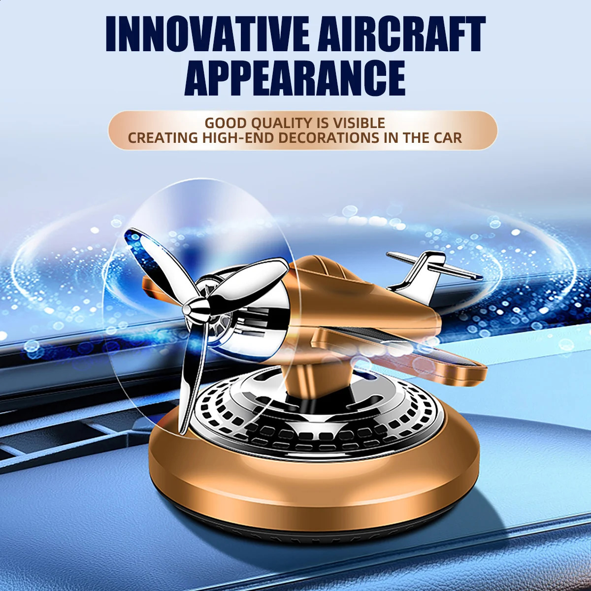 Solar Car Air Freshener Automatic Rotation Aroma Diffuser Propeller Airplane Styling Auto Interior Decoration Perfume 250214