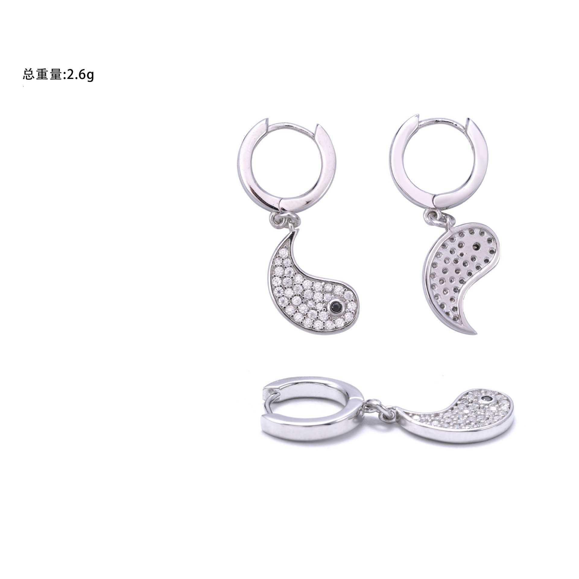 Light luxury fashion earrings 925 sterling silver vvs moissanite 3D minimalist mens and womens street pendant earrings