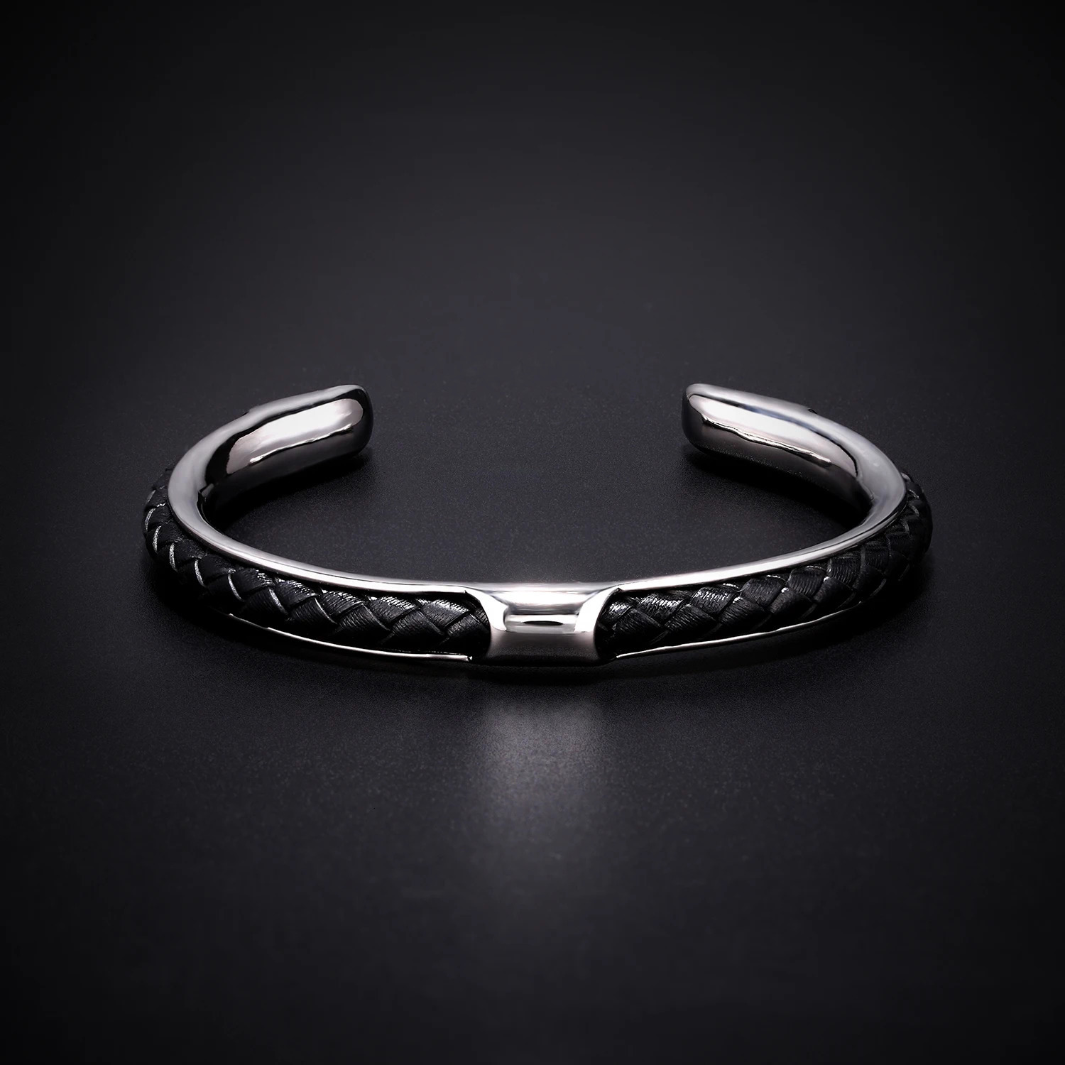 Charm Male Hand Woven Leather Bracelet Black High Quality Metal Stainless Steel Bracelets Bangles for Men Wrist Strap Gift 250210