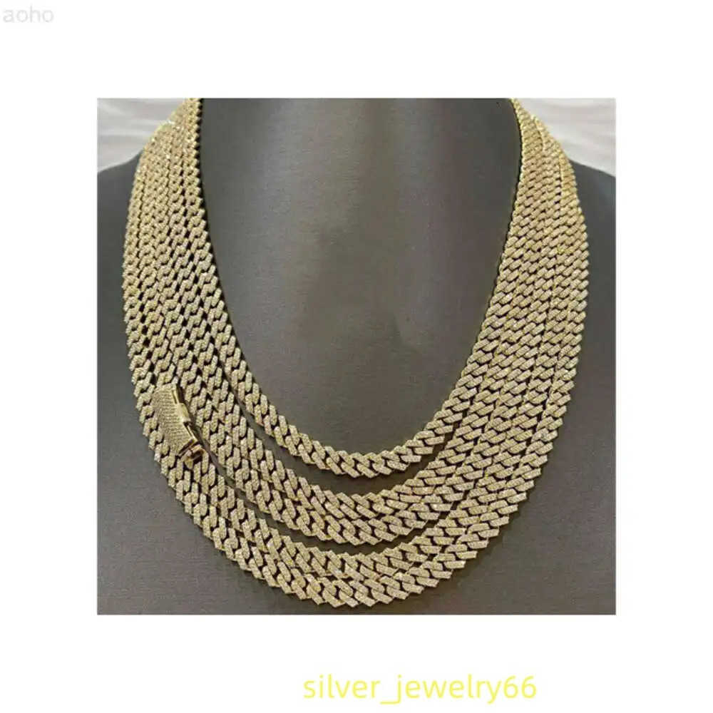 9mm Miami Cuban Link Chain Vvs Moissanite Diamond Stubbed 925 Sterling Silver White Gold Plated 18-24 Hip Hop Jewellery