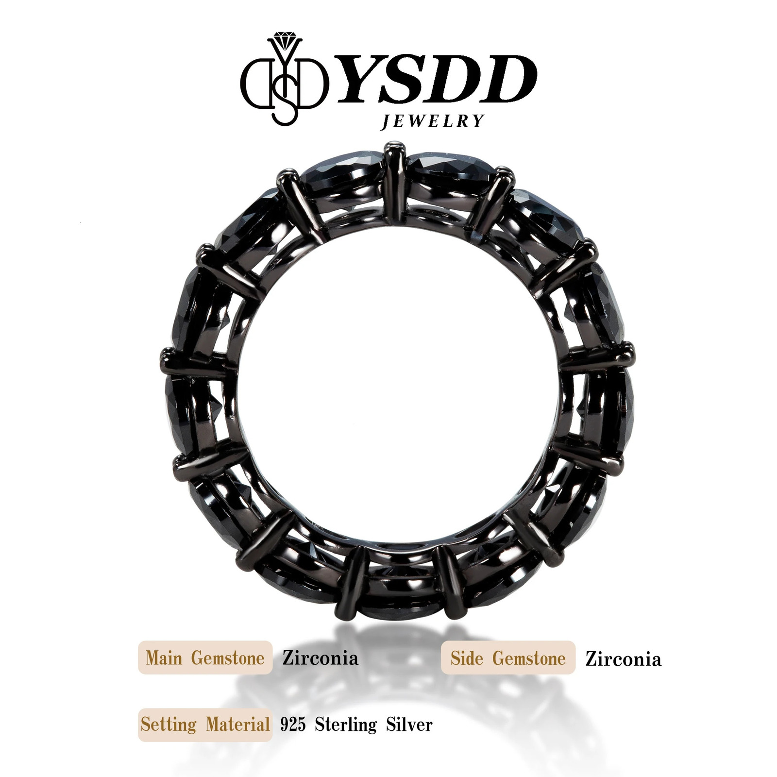 Wxw87 YSDD 925 sterling silver black zircon ring fashion niche black diamond closed row womens jewelry ring 250214