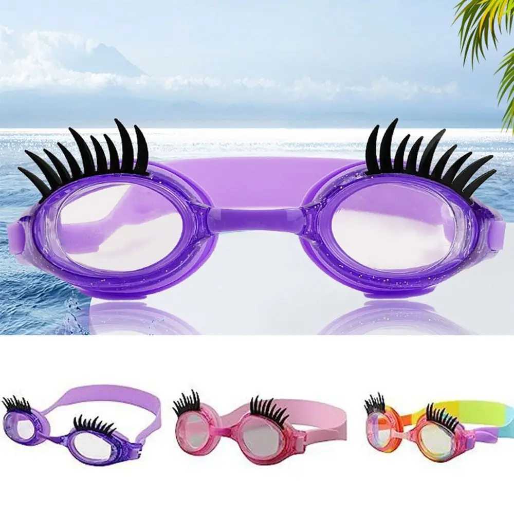 High Qu Silicone Children Eyelash Swimming Goggles Waterproof Anti-fog Swimming Goggles PC HD Eyelash Goggles Z250215