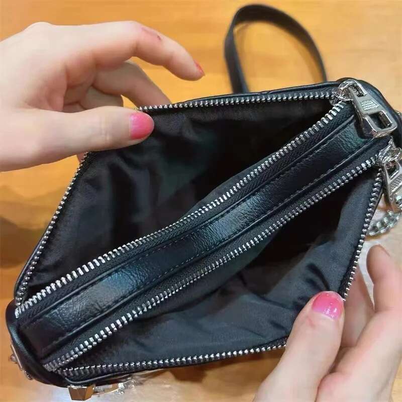Autumn Crystal Shiny Dias Half Moon Women Fashion Handbag Long Tassel Female Shoulder Messenger Bag Lady Purse