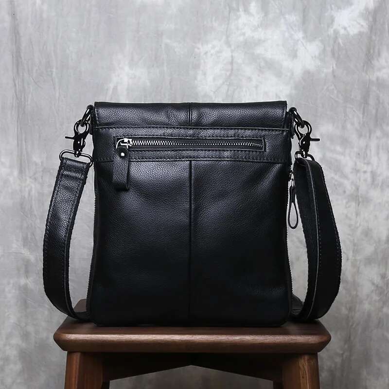 New Top Layer Cowhide Soft Casual Business Leather Vertical Shoulder Crossbody Bag Men's Fashion