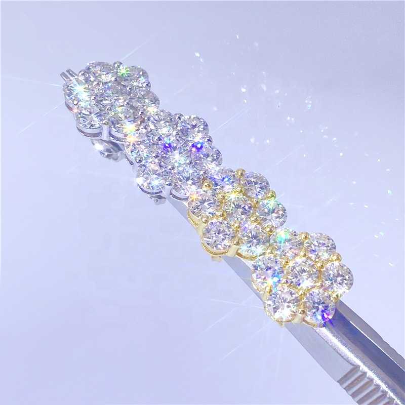 Lab Diamonds Square Mens Moissanite VVS1 Cluster Stud 14K Solid Gold Earrings