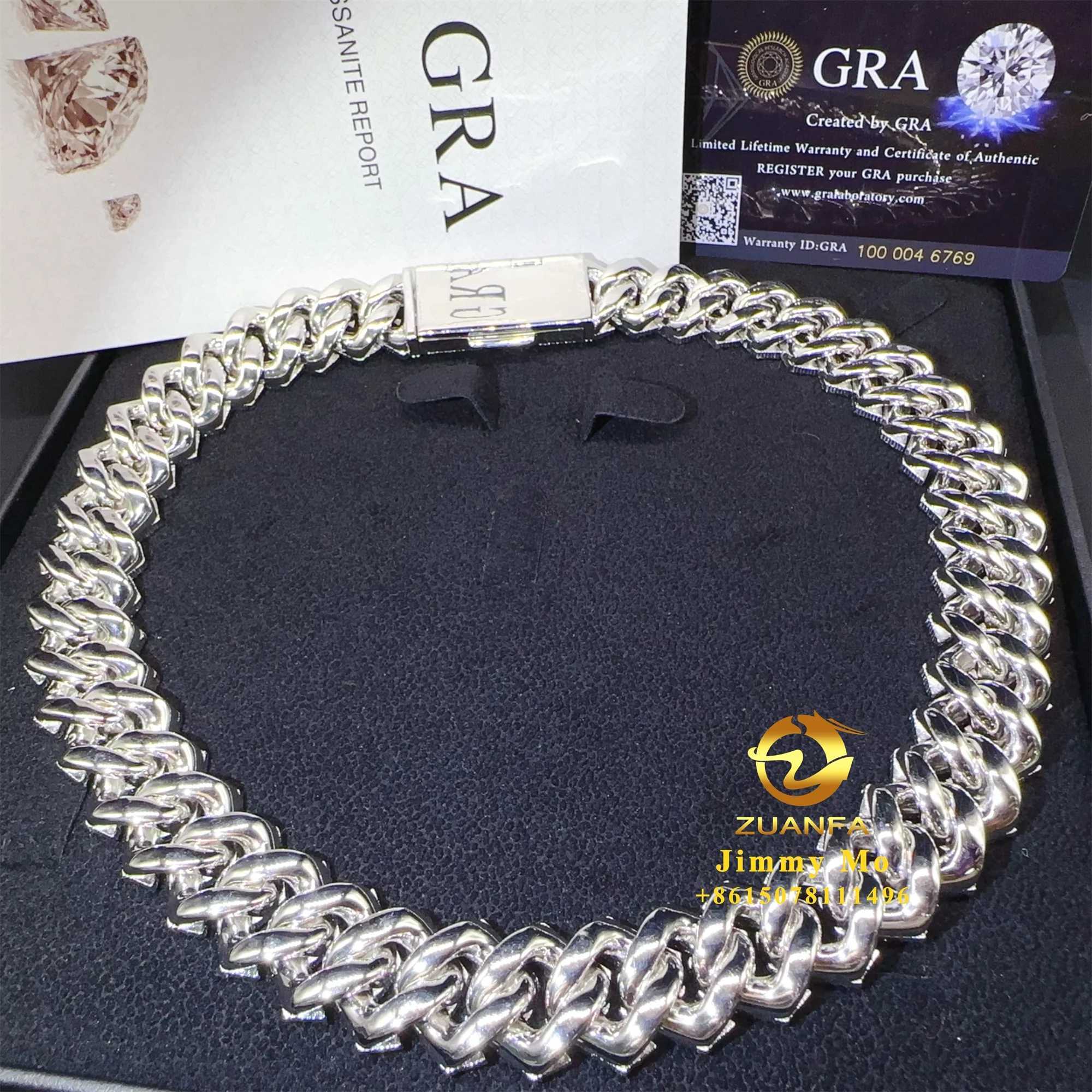 Design Luxury Big Guy Heavy 925 Solid Silver 19mm 4 Rows Iced Out Hip Hop Vvs1 Moissanite Diamond Miami Cuban Link Chain