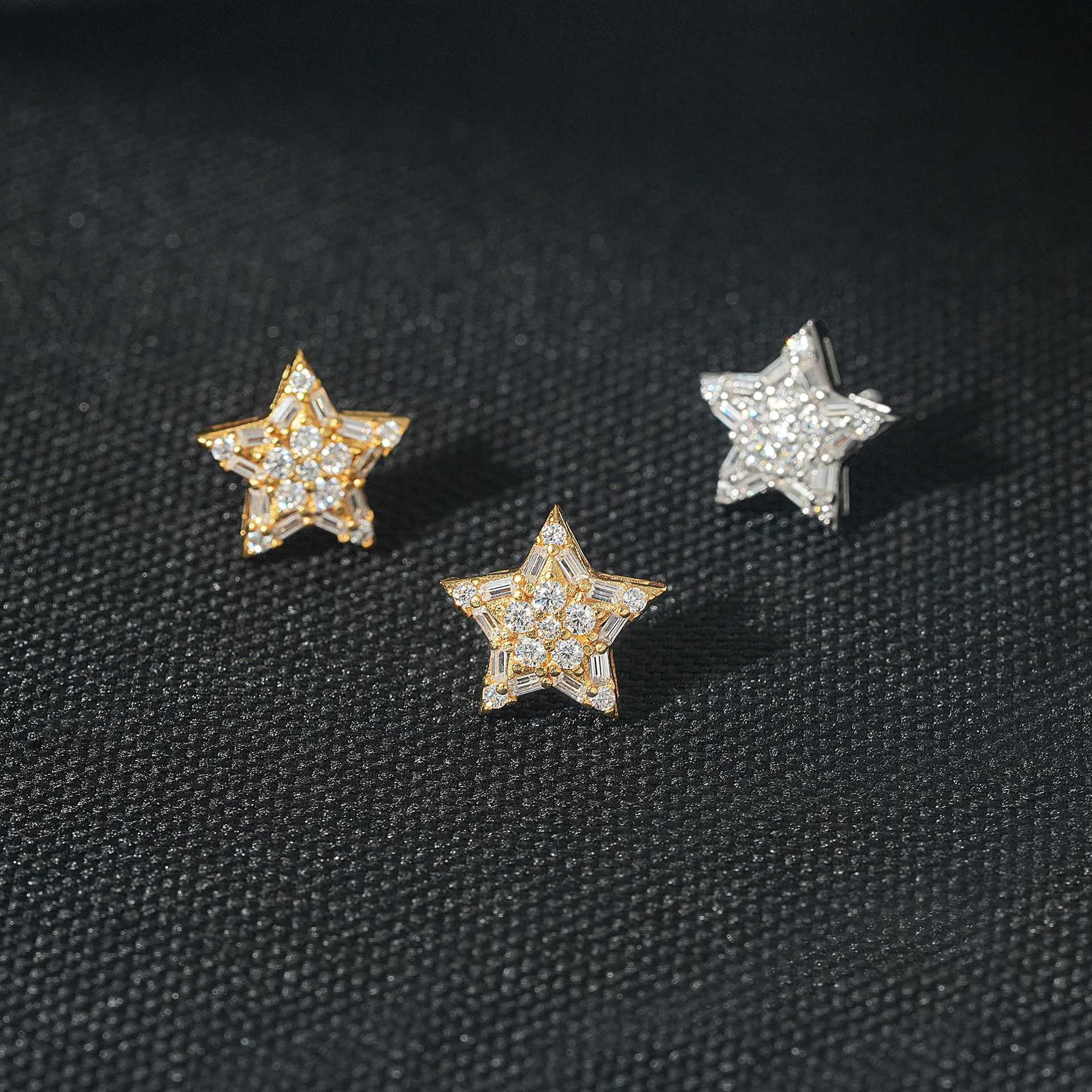 New Creative Star Hip Hop Earrings 925 sterling silver earrings with Mozambique earrings