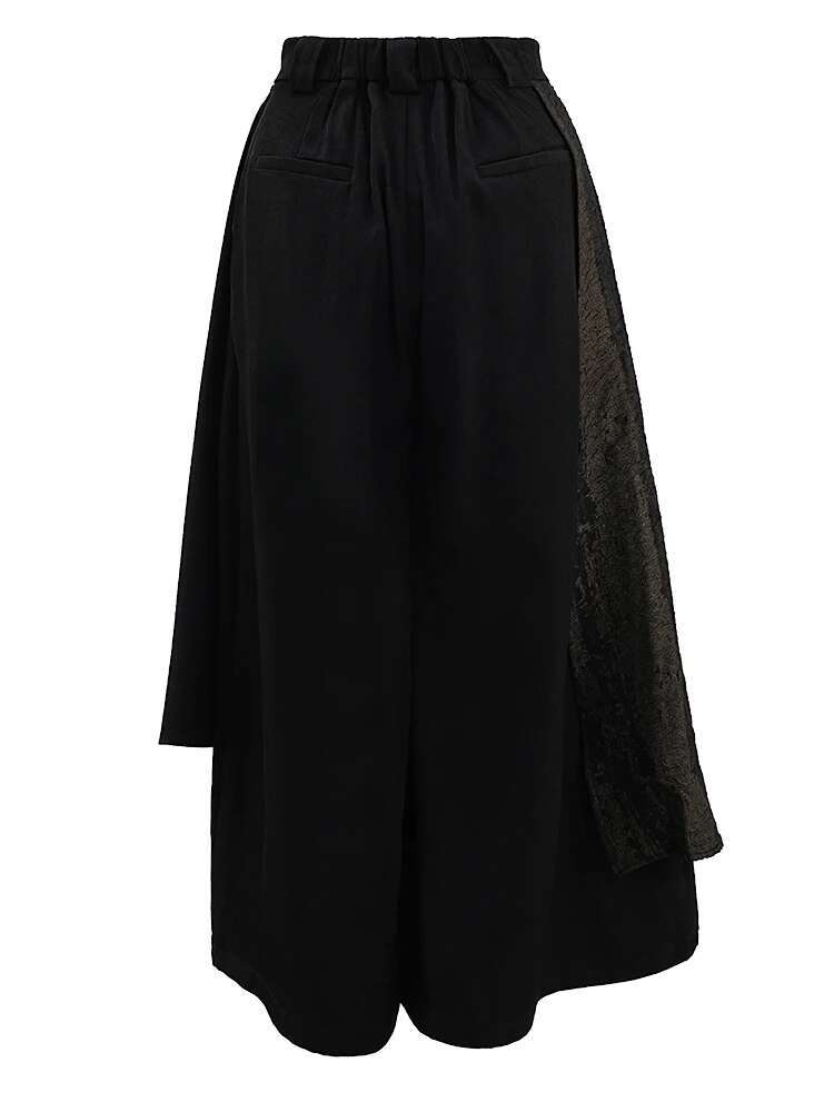 Brown Tie Dye Irregular Wide Leg Pants High Elastic Waist New Trousers Women Fashion Tide Spring Autumn 2025 Cpg1572