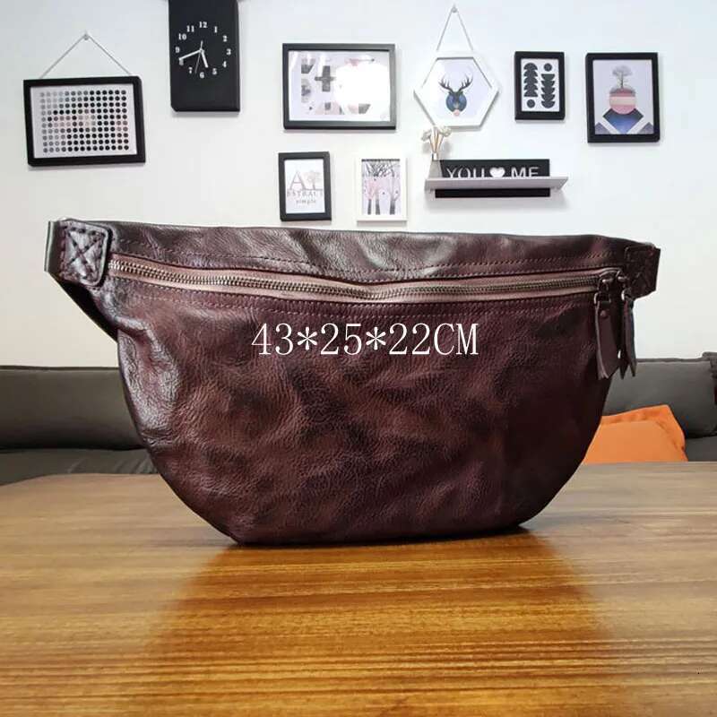AETOO Handmade Crossbody Men's First Layer Cowhide Vintage Shoulder Leather Chest Bag May Khaki Motorcycle Trend Men's
