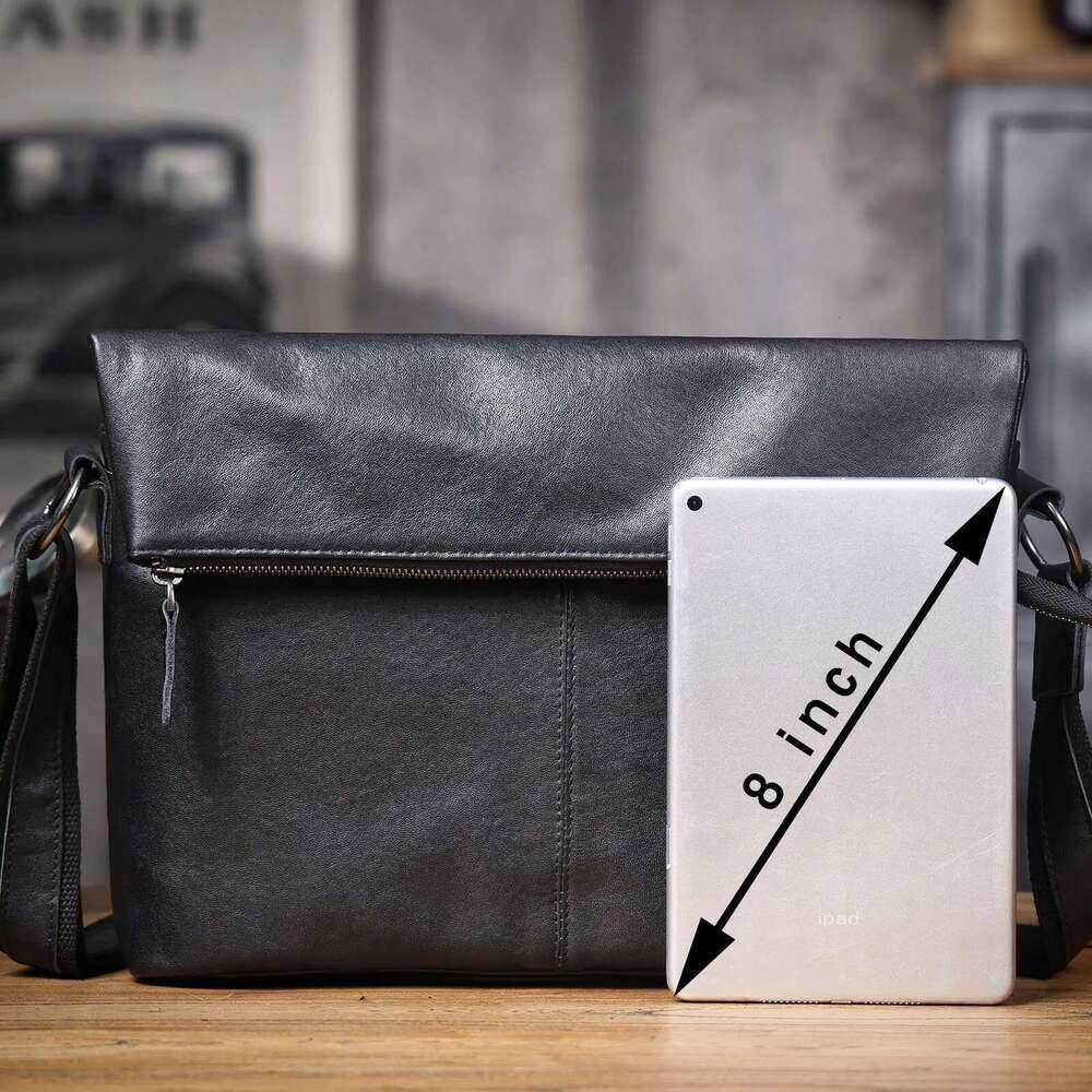 Genuine Men's Shoulder Crossbody Bags Simple Cowhide Laptop Bag Top Layer Vegetable-Tanned Leather Fashion Casual