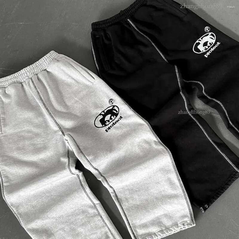 Mens Pants Streetwear Protect Jogger Sweatpants Womens Harajuku Gothic Letter Graphic Embroidery Elastic Waist Baggy Trousers