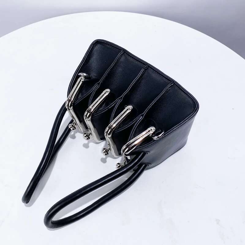 Mini Clip Bags For Women Designer Handbags And Purses 2024 New In Fashion Multi-Layer Accordion Black Shoulder Crossbod