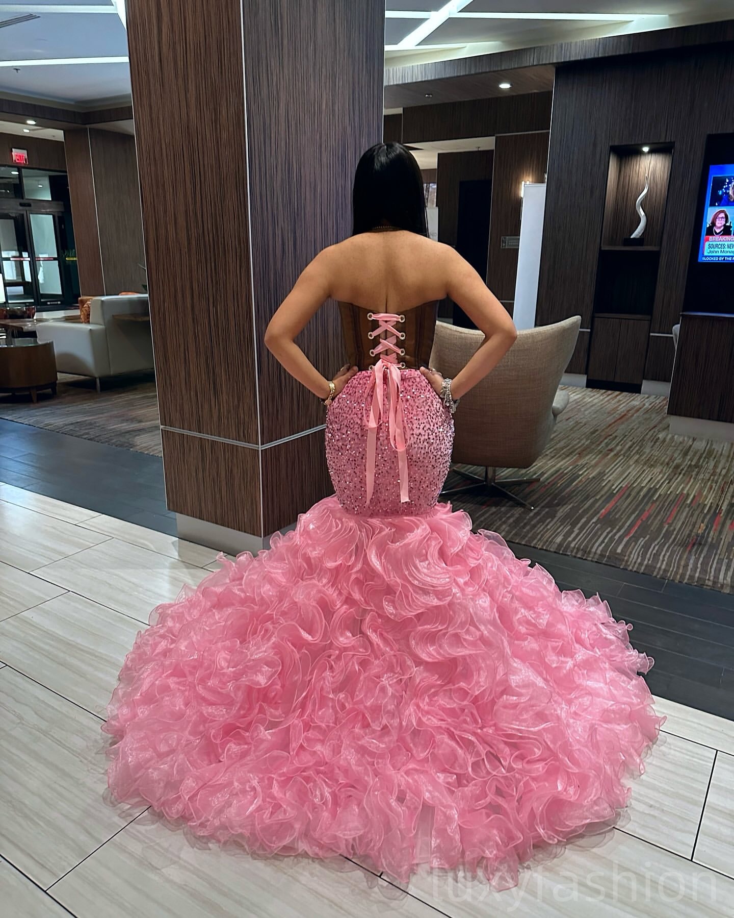 Aso Ebi 2025 Luxurious Mermaid Prom Dresses Crystals Organza Tiers Sequined Evening Formal Party Second Reception Birthday Gowns Dress For Special Occ