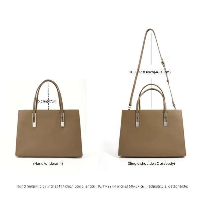 Genuine Leather Handbag, 2024 New Fashionable Shoulder Bag, Commuting Large Capacity Top Layer Cowhide Tote Bag For Women