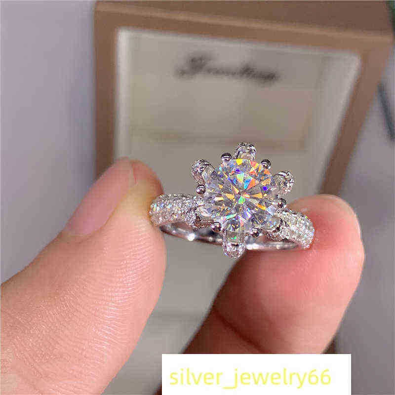 Custom Name Certified 5 Carat Diamond Engagement Ring Women 14K White Gold Sterling Silver Bridal Moissanite Rings Wedding Band X220214