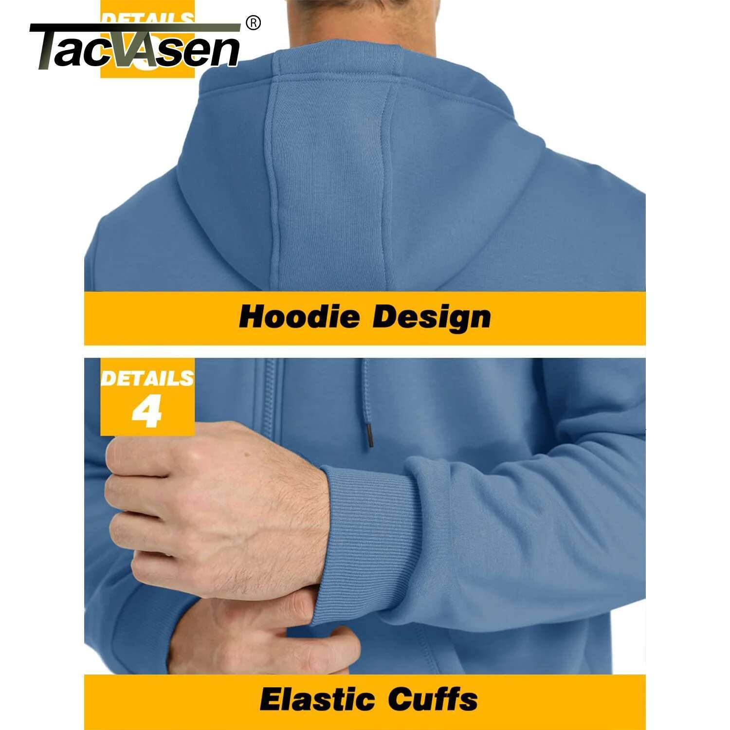 TACVASEN Big Pockets Fleece ing Hoodies Mens Hooded Coats Full Zip Up Casual Hoodie Jackets Athlete Running Hiking Sportswear