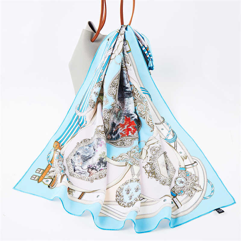 Summer 100% mulberry silk womens scarf beach sunscreen high-quality silk scarf square scarf womens 90cm diagonal shawl