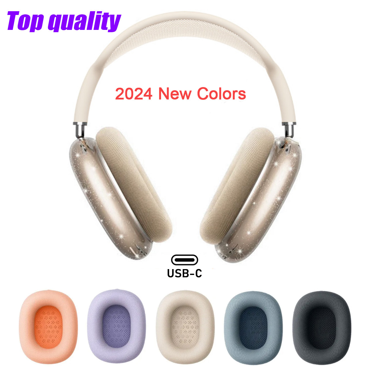 2024 New Apple AirpodsPro Max 2 TYPE-C Headband Headphone Earphones Accessories Transparent TPU Solid Silicone Waterproof Protective case AirPodsMax Headset