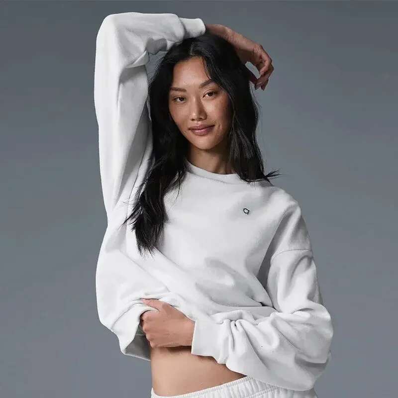 Muse Crew Neck Yoga Autumn Winter Neutral Printed Sportswear Fashion Casual Solid Color Long Sleeve Top Comfort Sweater