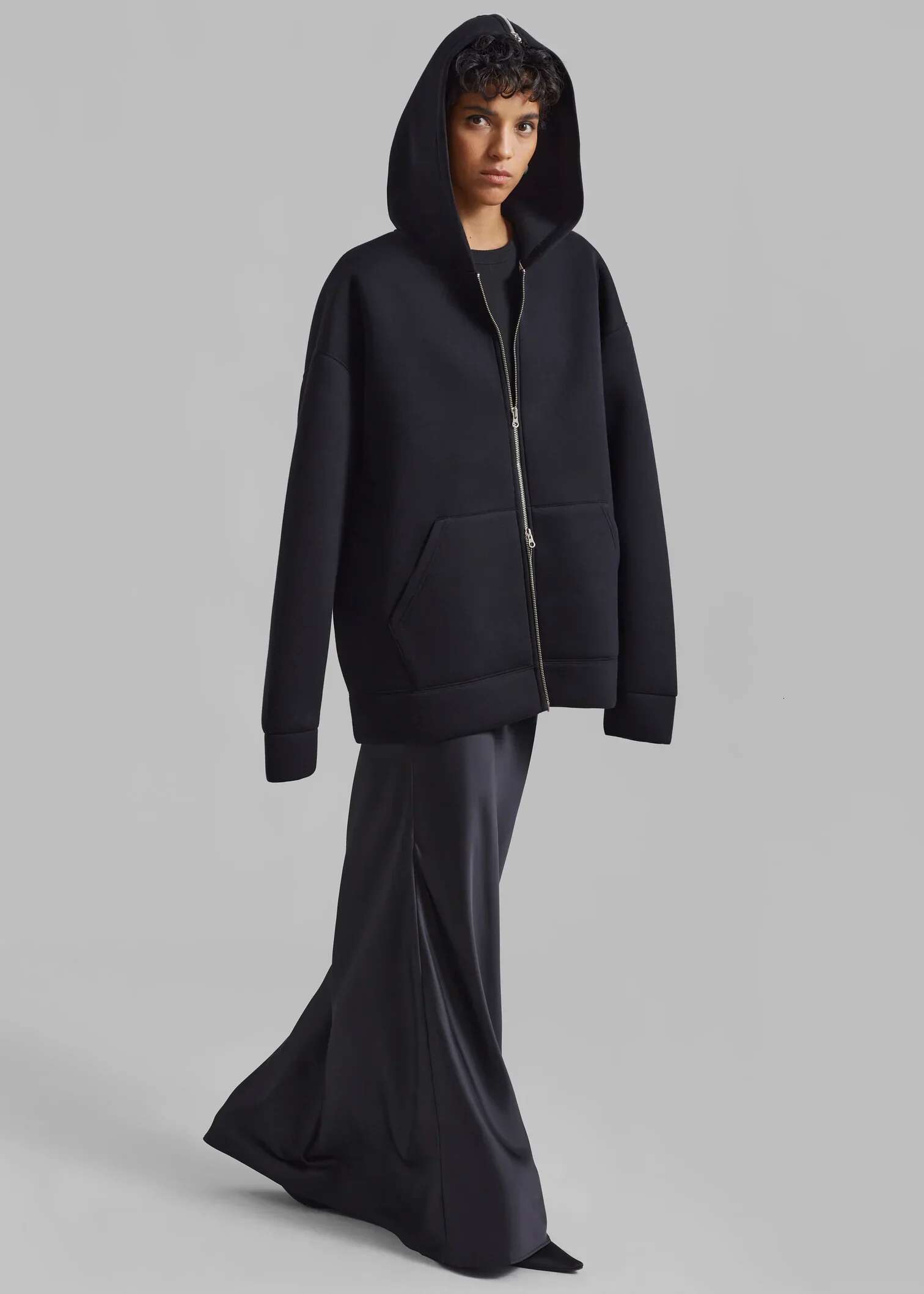 OVERSIZED HOODIE GREY Exaggerated hood Drop shoulders Large front pockets high fashion hoodies women new cotton sweatshirt